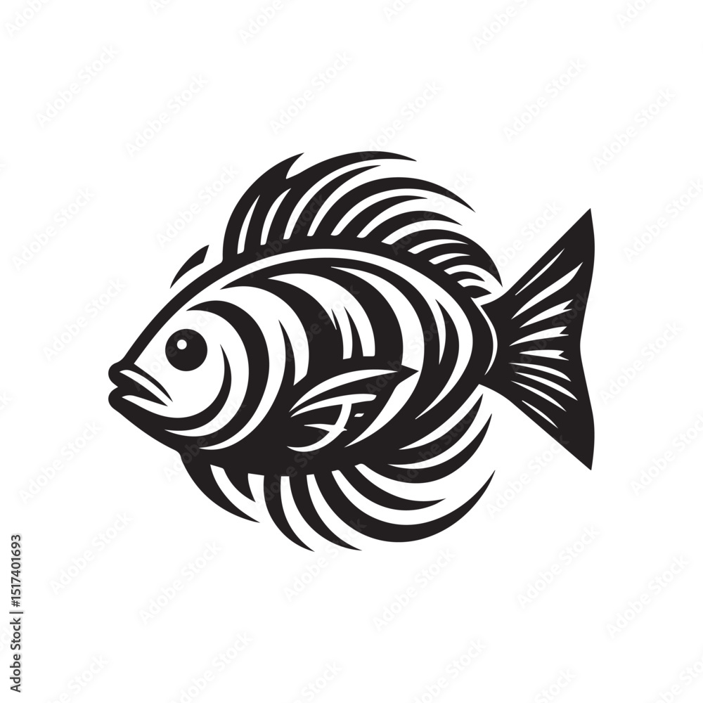 Fototapeta premium fish logo, editable black and white vector