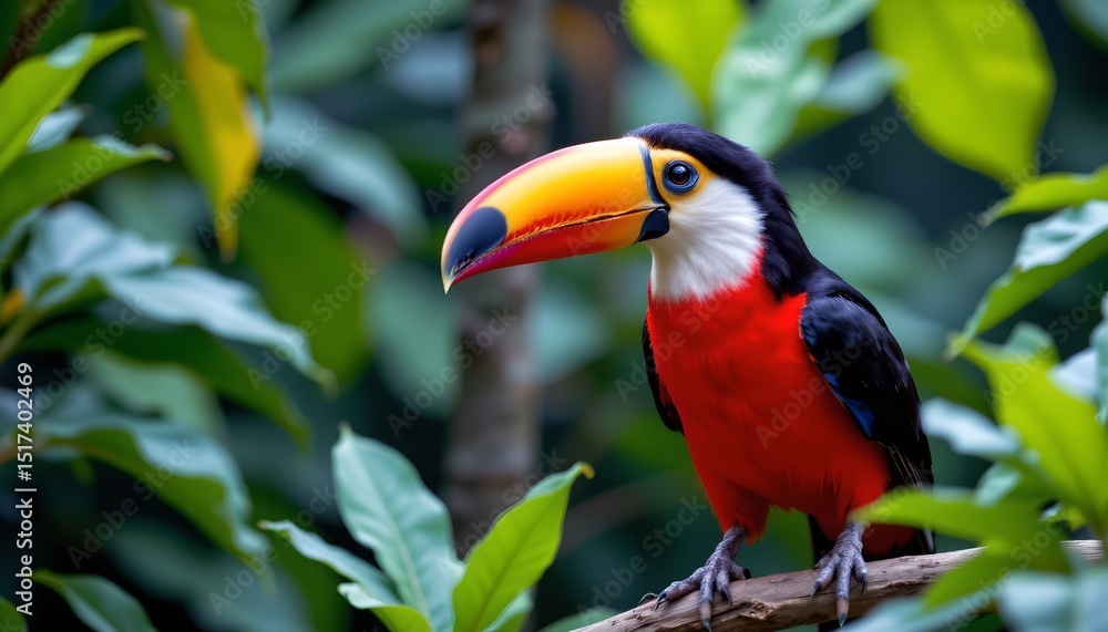 Obraz premium a vibrant parrot perched among lush greenery