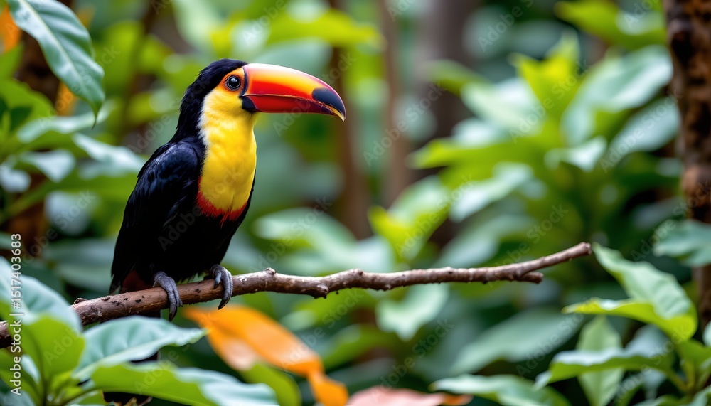 a vibrant toucan perched amidst lush greenery a vibrant toucan perched amidst lush greenery