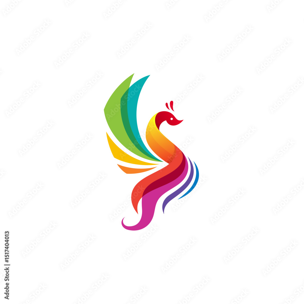 Obraz premium Peacock logo and colorful design, the bird logo with feathers is beautiful to look at