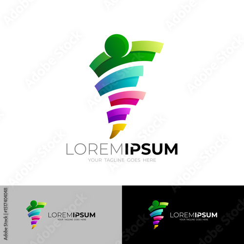 People care logo and social design combination, colorful logos