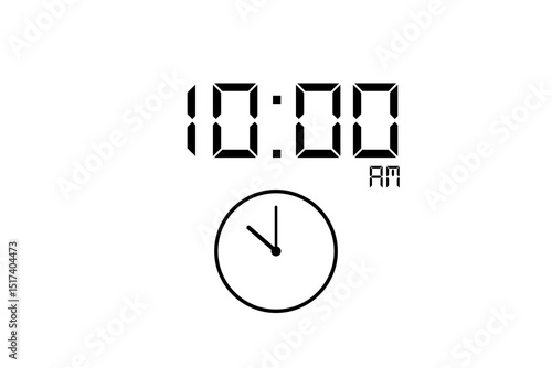 10:00 AM vector image and icon black colour on white background.