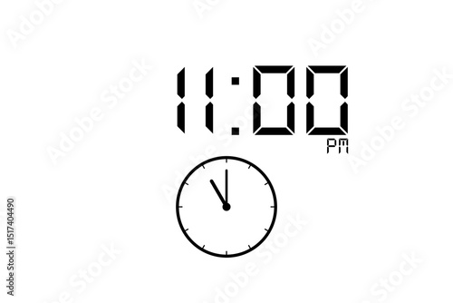 11:00 PM vector image and icon black colour on white background.