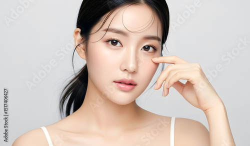 단정하게 머리를 묶은 20대 여자 모델