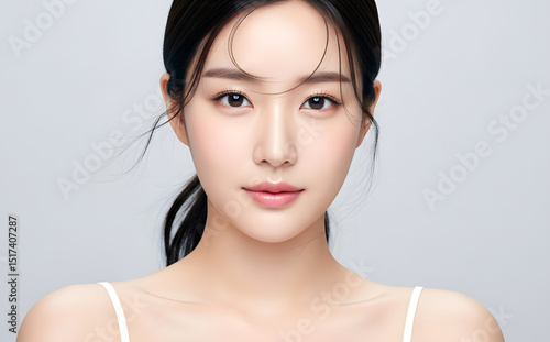 단정하게 머리를 묶은 20대 여자 모델