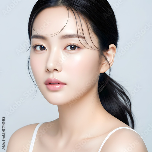 단정하게 머리를 묶은 20대 여자 모델