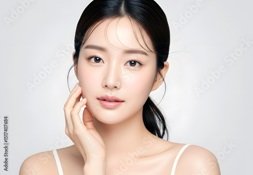 단정하게 머리를 묶은 20대 여자 모델