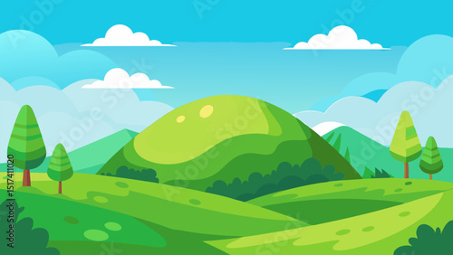Serene Green Hills Landscape. Nature's Beauty
