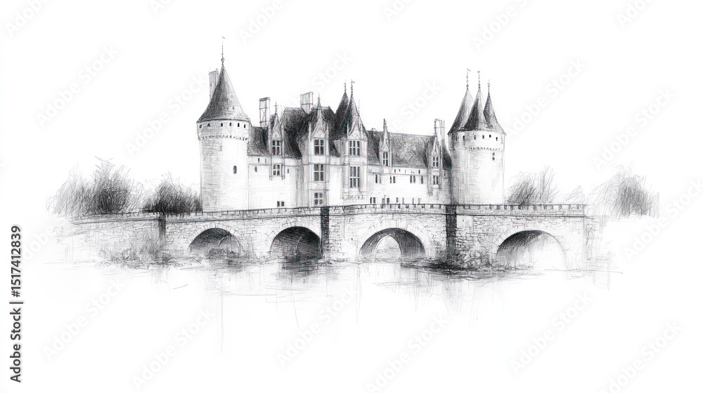 Penciled Chateau de Chenonceau: A Timeless Masterpiece Penciled Chateau de Chenonceau: A Timeless Masterpiece