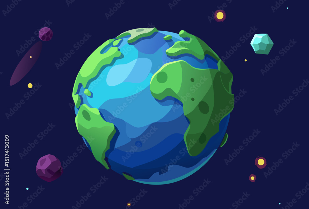 Naklejka premium Vibrant Earth in Space. A Colorful Cosmic View