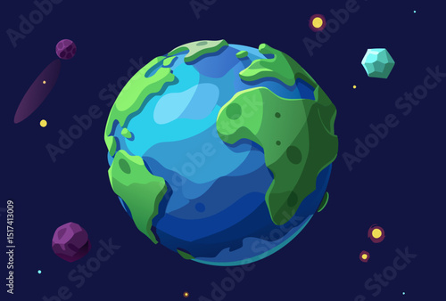 Vibrant Earth in Space. A Colorful Cosmic View