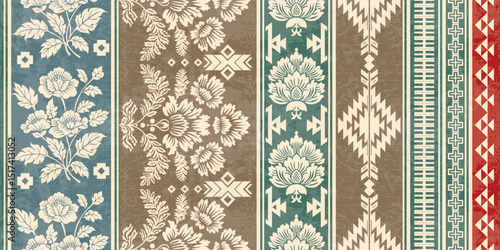 Motifs Ikat floral paisley embroidery floral. ikat ethnic Saree Sarong oriental pattern traditional.Ikat embroidery style abstract embroidery design for texture,fabric,clothing,wrapping,decoration