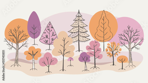 Pastel Dream. An Abstract Autumnal Forest Illustration