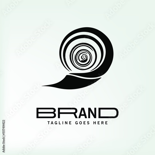 Abstract logo design of a stylized spiral shell, featuring a modern and minimalist aesthetic. Stylish graphic for a brand's identity with a clean, uncluttered background.
