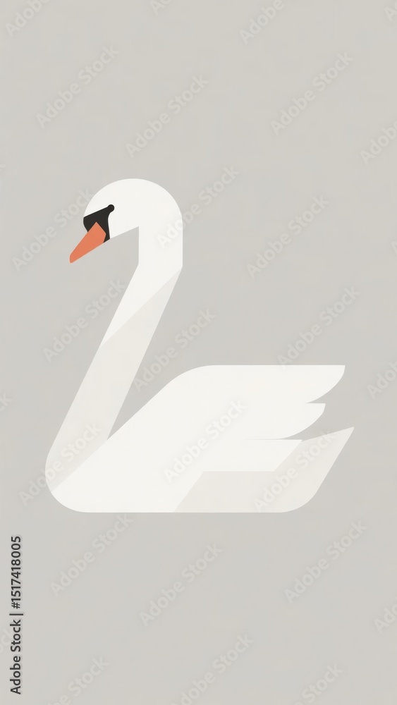 Fototapeta premium Stylized Illustration of a White Swan with Orange Beak