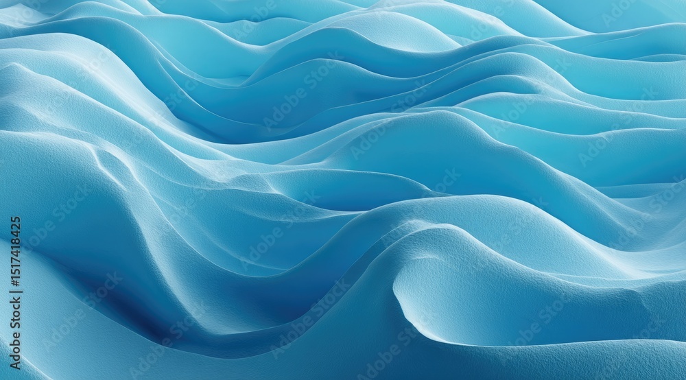 Abstract rendering of undulating, light-blue surfaces resembling flowing fabric or snowdrifts, creating a calming, serene atmosphere Abstract rendering of undulating, light-blue surfaces resembling flowing fabric or snowdrifts, creating a calming, serene atmosphere