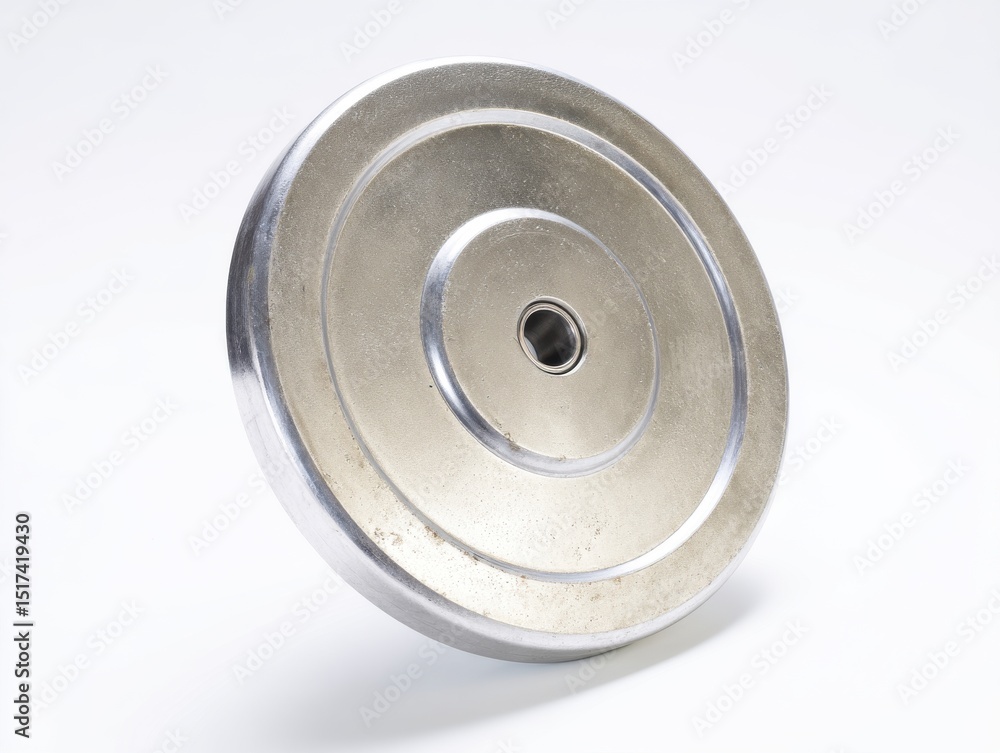 Heavy metal weight disc on white background
Heavy metal weight disc on white background