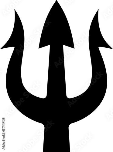 Illustration of trident. Neptune trident. Design element for logo, label, sign, emblem, poster. Vector illustration