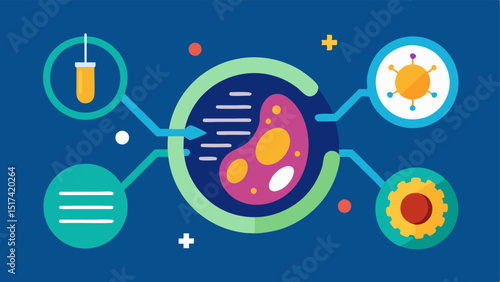 Cellular Repair Process An illustration depicting healthy and damaged cells with a glowing gene editing tool repairing the damaged ones emphasizing cellular regeneration.