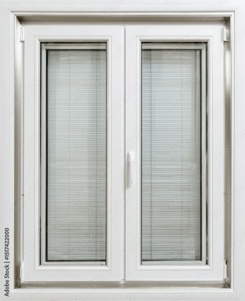 White double-hung window with horizontal blinds White double-hung window with horizontal blinds