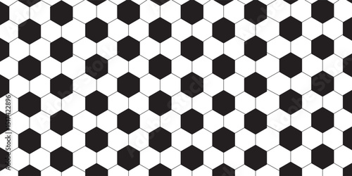 Seamless vector illustration of black and white soccer ball pattern background.