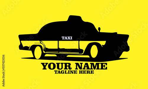 Taxi icon, taxi vector illustration, taxi logo art, checkered cab. Cartoon car illustration and with yellow background