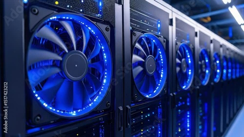 Data Center Cooling in Motion 4K Time-Lapse Animation of Server Room Fans
