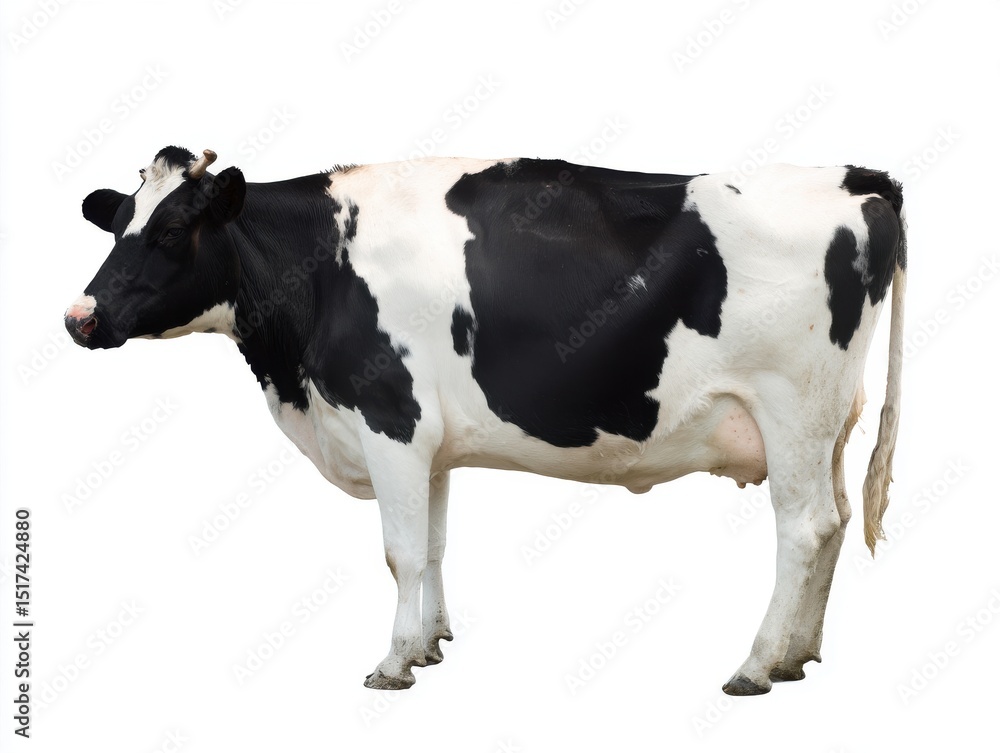 Black and white dairy cow on white background
Black and white dairy cow on white background