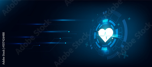 Healthcare background and technology concept with heart icons 