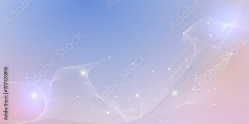 Vector network connection. Abstract mesh, molecular plexus line and cyberspace. Geometric line, dot on white background. Modern digital technology design for data, ai, science, futuristic background