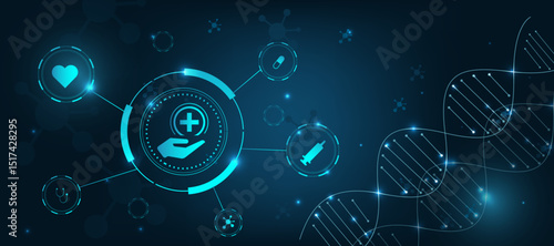 health care medical abstract blue background with healthcare symbol