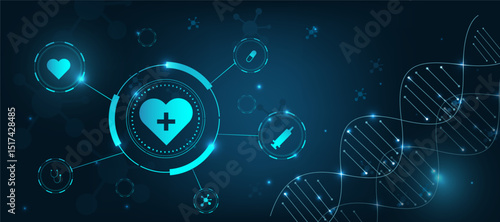 health care medical abstract blue background with healthcare symbol