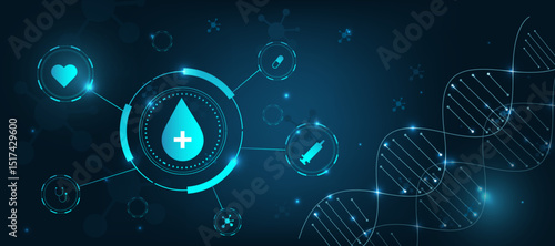 health care medical abstract blue background with healthcare symbol