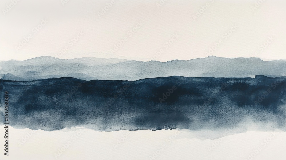 Serene painting of minimalist mountain landscape in studio Serene painting of minimalist mountain landscape in studio