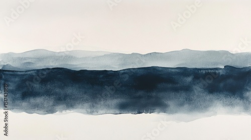 Serene painting of minimalist mountain landscape in studio