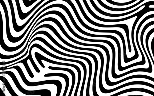 Abstract black and white wavy striped pattern design