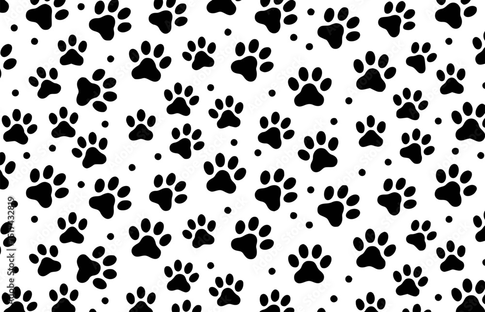Black paw prints repeating seamless pattern Black paw prints repeating seamless pattern