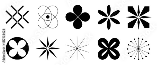 Simple geometric abstract shapes in black and white
