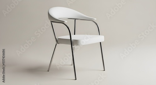 Modern White and Chrome Chair: Stylish Furniture Design for Home or Office