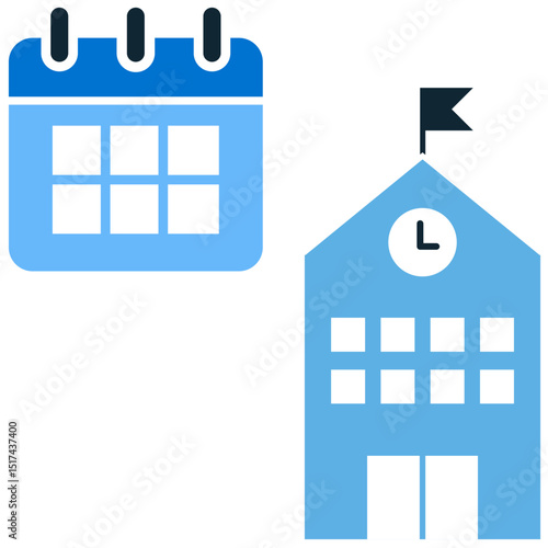 School calendar icon vector for academic scheduling and event reminders. Ideal for time planning, classroom organization, and semester overview use.