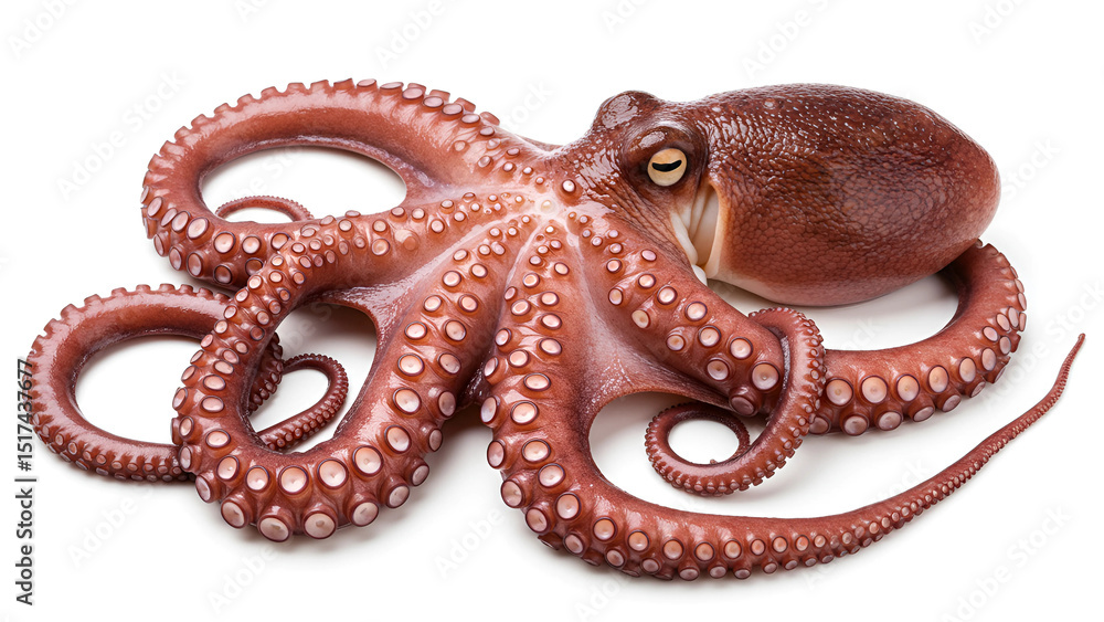 Hyper-Realistic Studio Octopus white background Hyper-Realistic Studio Octopus white background