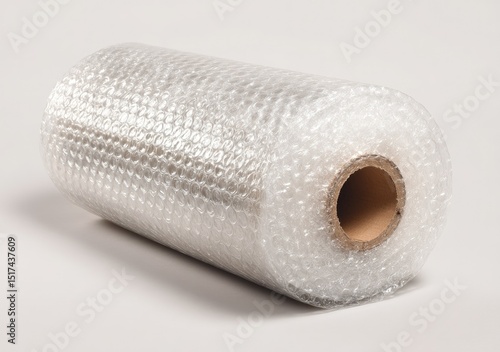 Rolled-up bubble wrap on a light gray background