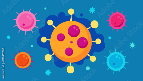 Healthy Cells A vibrant depiction of healthy cells surrounding immune cells while they neutralize cancer cells symbolizing the harmony within the body.