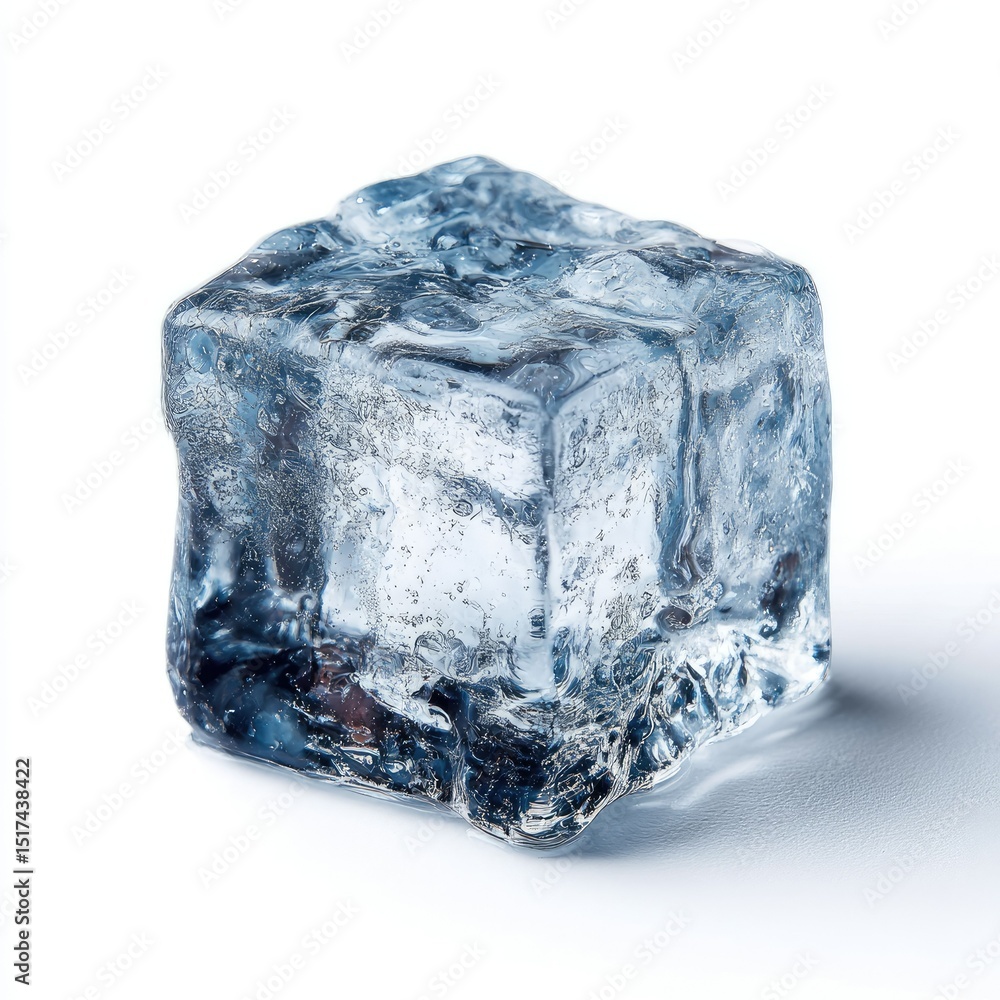 Obraz premium Single ice cube, square shape, clear