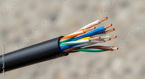 Close-up of Ethernet Cable with Colorful Twisted Pair Wires for Network Connectivity