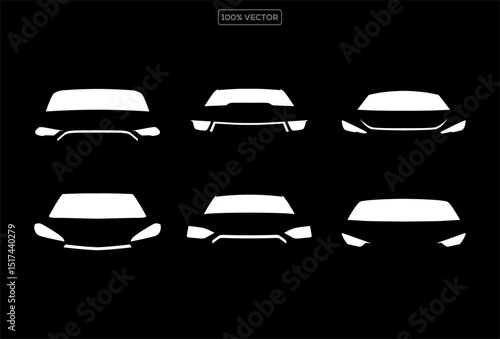 Concept supercar and regular car vehicle silhouette collection set. Vector illustration template