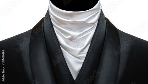 Formal black suit with white cravat