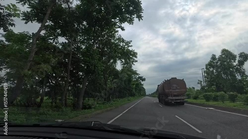 4k timelapse video car driving point of view through a national highway in India