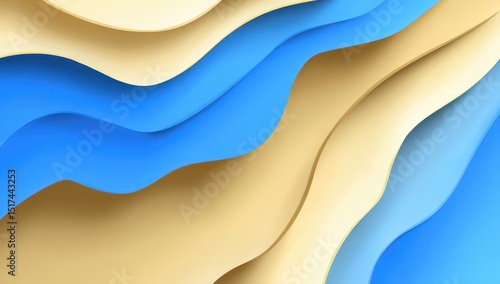 Abstract layered waves of light blue and beige