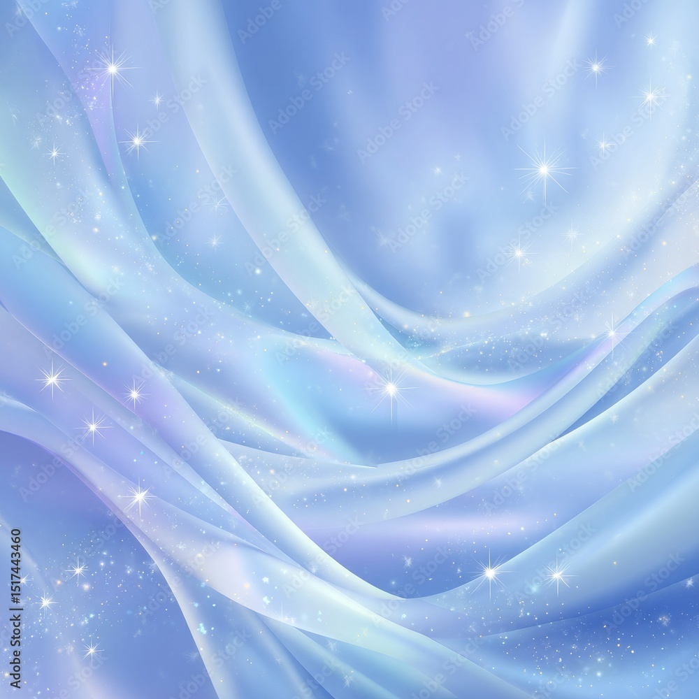 Soft, light blue flowing fabric with glittering sparkles Soft, light blue flowing fabric with glittering sparkles
